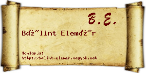 Bálint Elemér névjegykártya